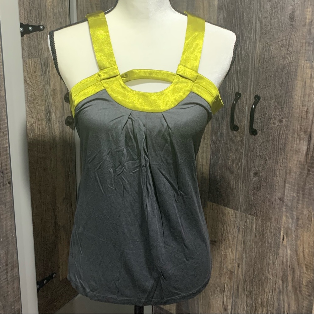 NWT The Limited Stylish Shirt Gray & Chartreuse Small